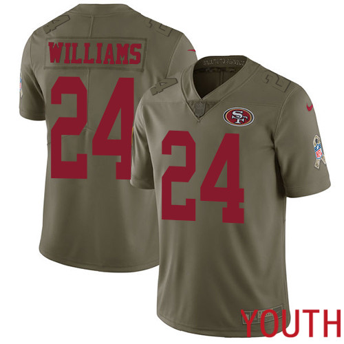 San Francisco 49ers Limited Olive Youth K Waun Williams NFL Jersey #24 2017 Salute to Service->youth nfl jersey->Youth Jersey
